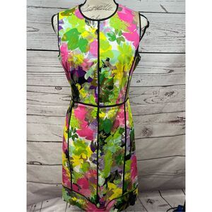 Calvin Klein size 8 sleeveless brightly colored dress with black lines - 3177